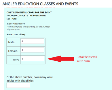 Picture of report with total automatically calculating