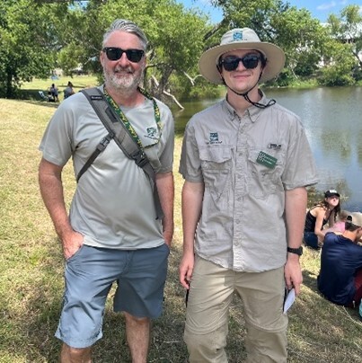 Picture of Connor and his manager Adam at the Buda Fun Fish event