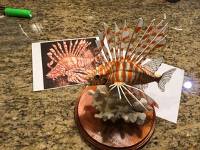 Picture of a lionfish carving