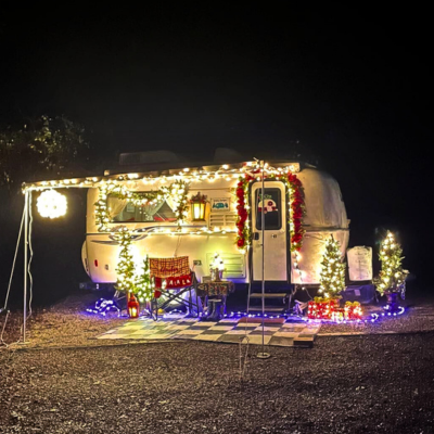 A decorated campsite at Abilene State Park.