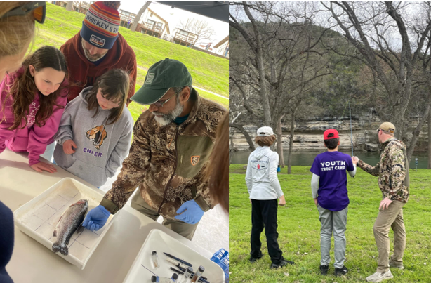 2 pictures: identifying fish and casting