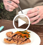 Turkey katsu on plate, with video link