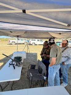 Hunters practicing shooting at range