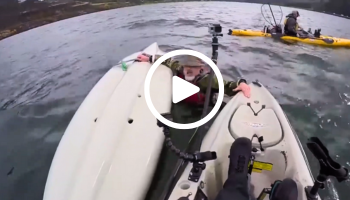 Kayak capsized by angler, video link