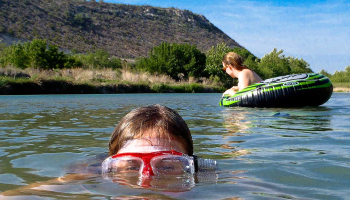 Kids floating at Llano River SP, link 