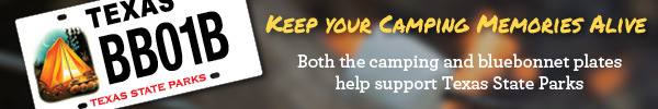 Camping license plate benefits Tx State Parks, link