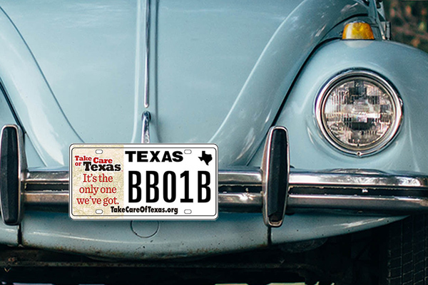 Take Care of Texas License Plate