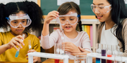 Young students doing a science experiment