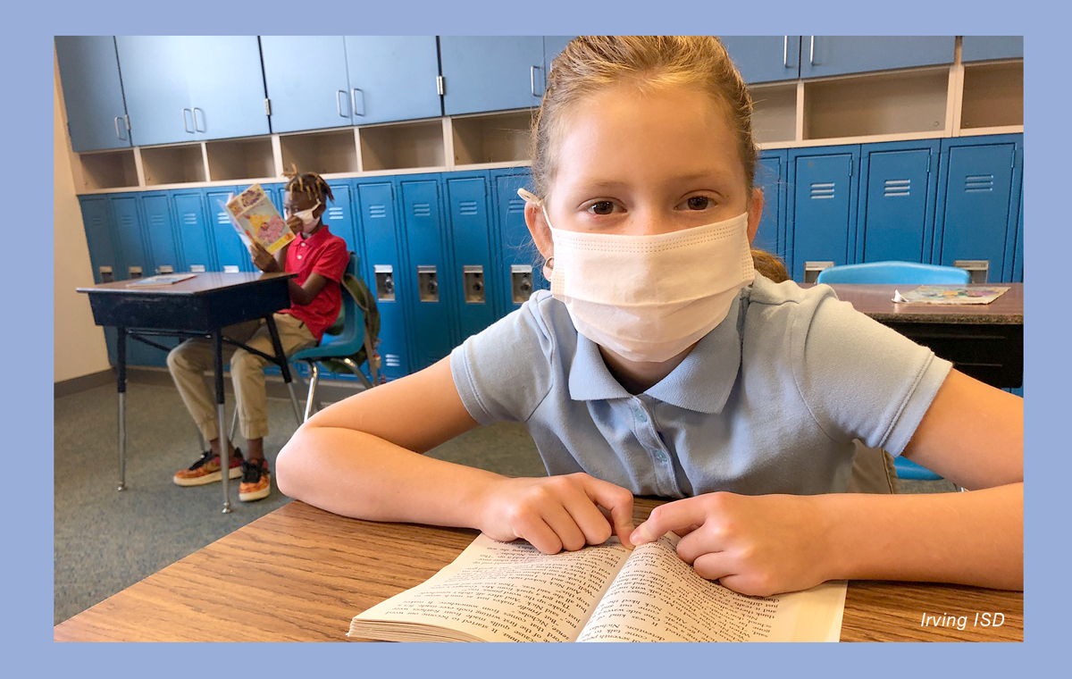 girl in class with mask on