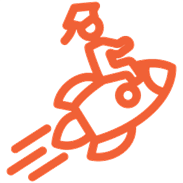 Student riding a rocket