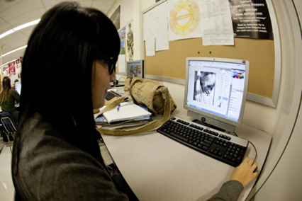 Student working on a computer