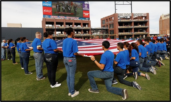 U.S. Flag displayed at sports event