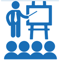 Teacher at a display