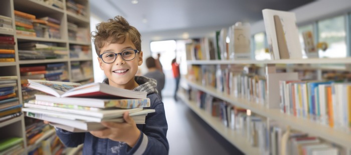 Student holding books