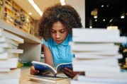 Student reading a book