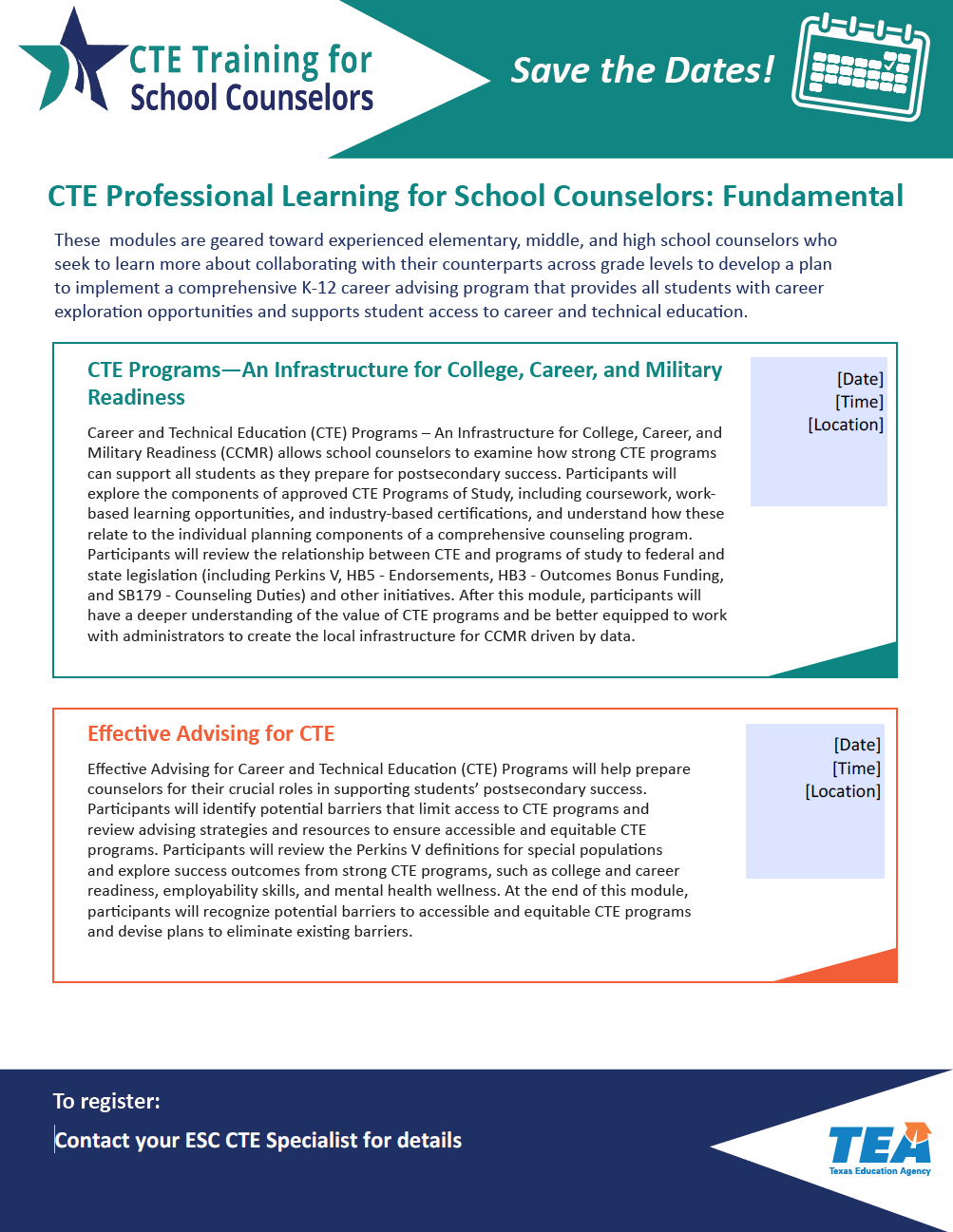 CTE Training for School Counselors: Fundamental