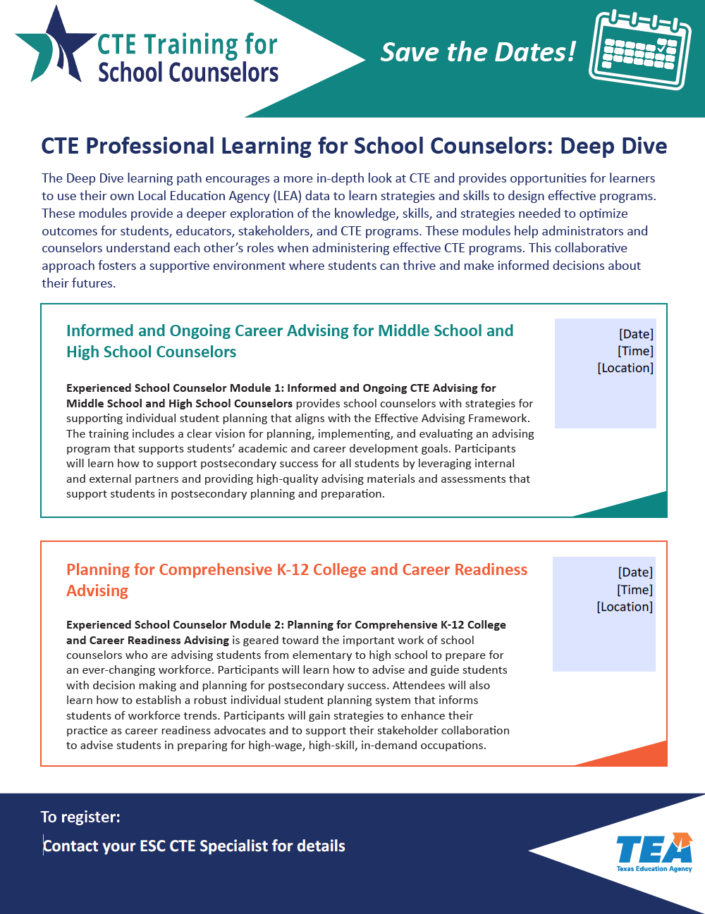 CTE Training for School Counselors: Deep Dive