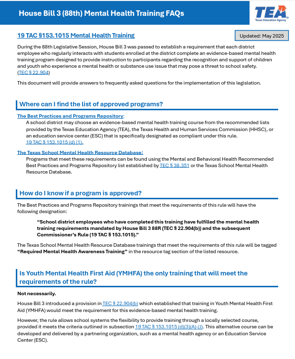 House Bill 3 FAQ Screenshot