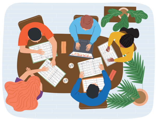 Group of people working together at a table