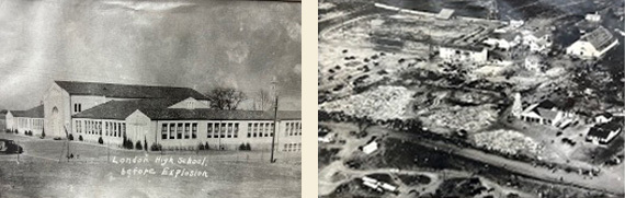 New London School before and after 1937 explosion