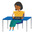image of student using refreshable braille tablet