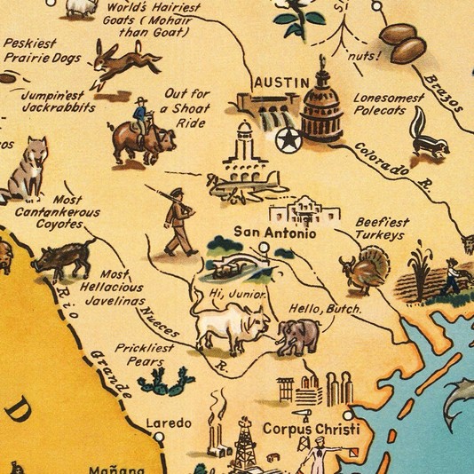 Texas Brags Map Detail by Mark Storm