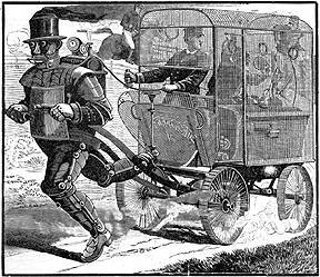 A depiction of "Steam Man," a Victorian-era vision of a robot
