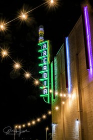 Arcadia theatre sign at night
