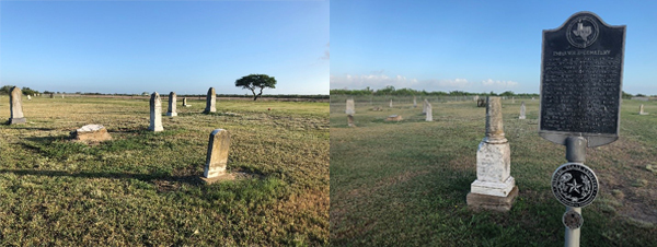 Collage of two photos of Indianola Cemetery