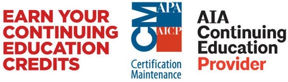 logos for APA/AICP and AIA continuing education credits