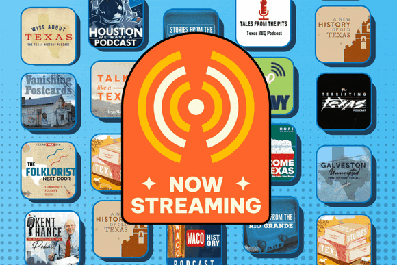 Collage of Podcast Logos with the words "Now Streaming." 
