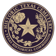 Historic Texas Cemetery medallion logo in copper color