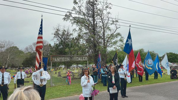 Outdoor dedication of Texas Historical Marker for Panteon Hidalgo, a historic Mexican cemetery in New Braunfels, Texas