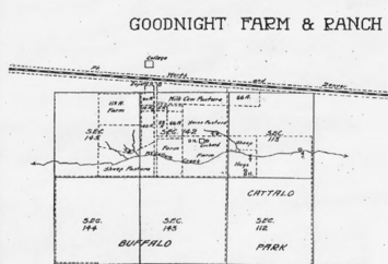 Black and white map of the original Goodnight Ranch