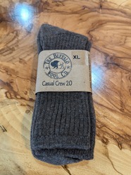 Image of a pair of brown socks in a tan wrapper