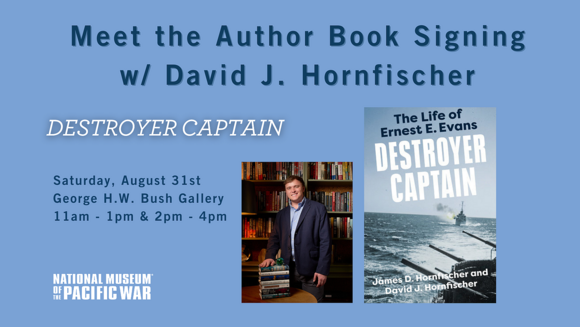 Graphic promoting a book signing for David Hornfischer