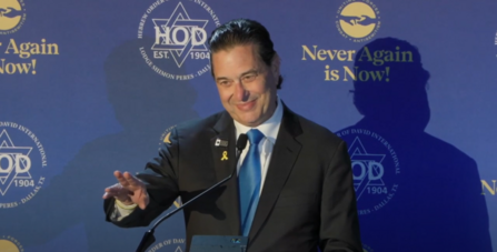 Chair Goldberg speaking at Never Again is Now!