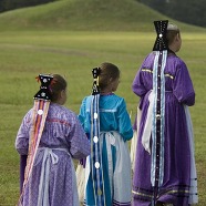 Women in traditional Caddo dress