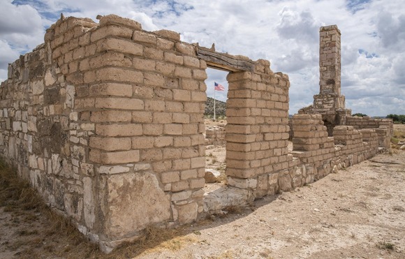 Old fort with view of American flag