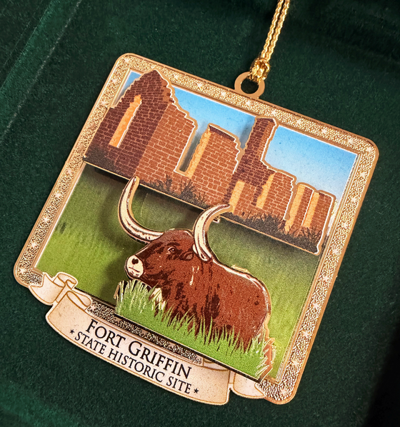 Ornament of Fort Griffin State Historic Site with a Texas longhorn
