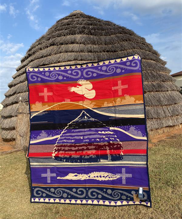 Wool blanket with Caddo motifs