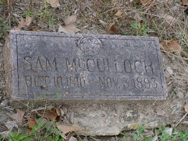 A small granite gravemarker for Sam McCulloch