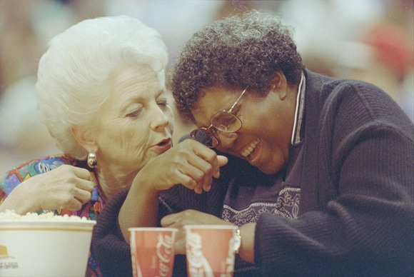 Ann Richards and Barbara Jordan at UT Basketball game