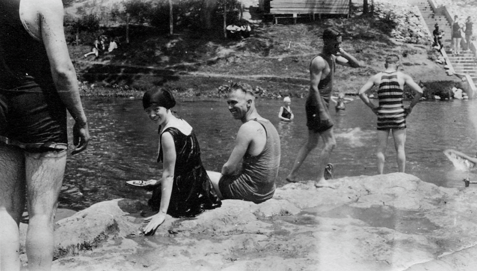 Austin History Center, Austin Public Library barton springs photo black and white 