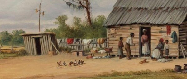 Illustration of enslaved persons on small plantation