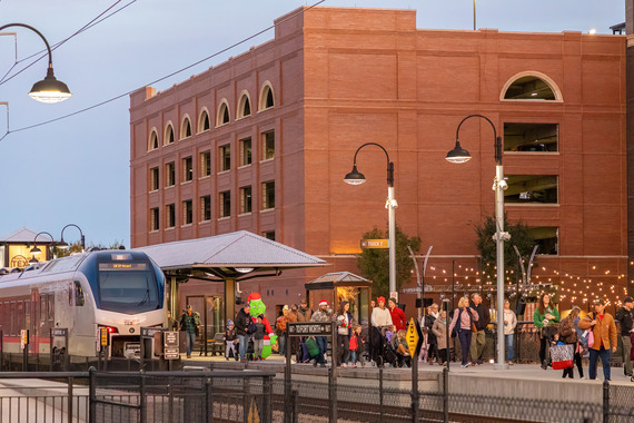 People exiting TEXRail