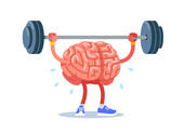 cartoon brain lifting barbell