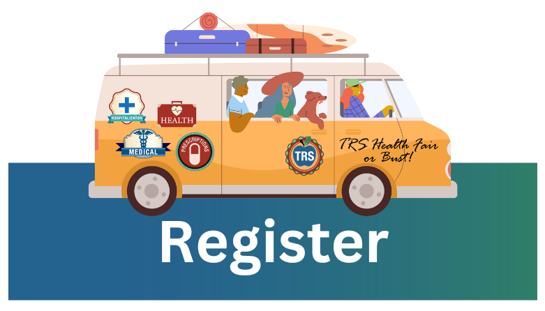 cartoon bus over text that says register