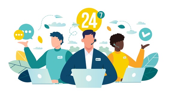 cartoon customer service reps