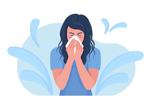 cartoon woman with allergies